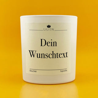 Duftkerze mit Wunschtext Weiß 10oz