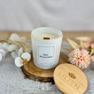 Duftkerze im Glas mit personalisiertem Wunschtext