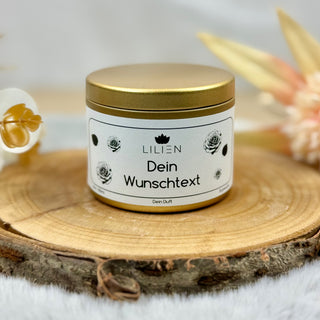 Personalisierte Duftkerze mit individuellem Wunschtext