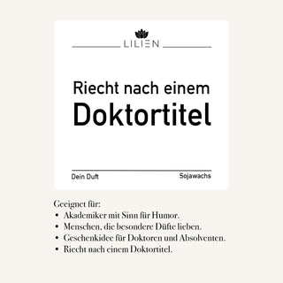 Duftkerze "Riecht nach einem Doktortitel"