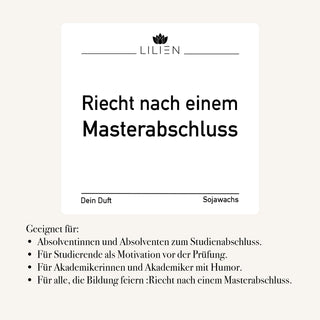 Duftkerze "Riecht nach einem Masterabschluss"