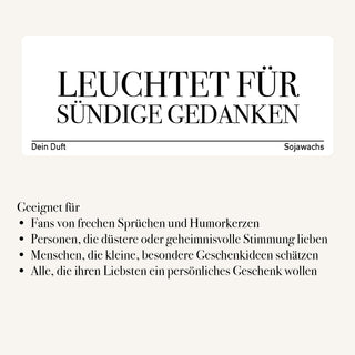 Duftkerze "Leuchtet für sündige Gedanken"