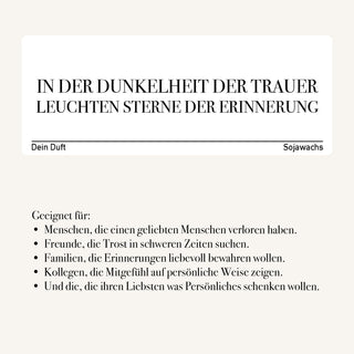 Duftkerze "In der Dunkelheit der Trauer leuchten Sterne der Erinnerung"