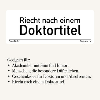 Duftkerze "Riecht nach einem Doktortitel"