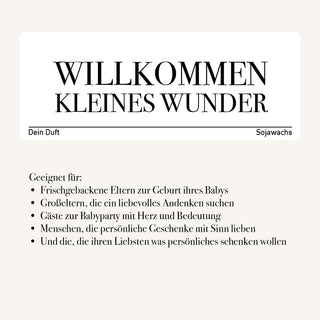 Duftkerze "Willkommen kleines Wunder"