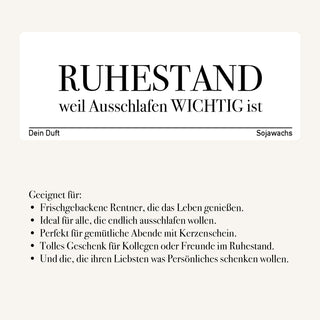 Duftkerze "Ruhestand weil Ausschlafen wichtig ist"