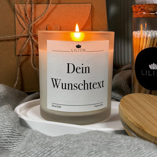 Personalisierte Duftkerze 'Wunschtext' Kerze im gefrosteten Glas