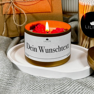 Personalisierte Duftkerze mit Wunschtext Dose Ø 8 cm