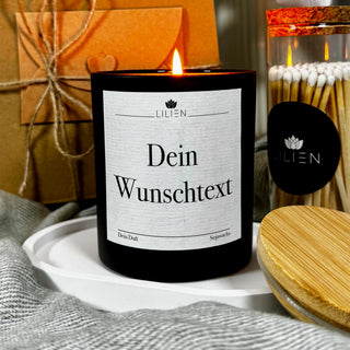 Personalisierte Duftkerze 'Wunschtext' Kerze im schwarzen Glas