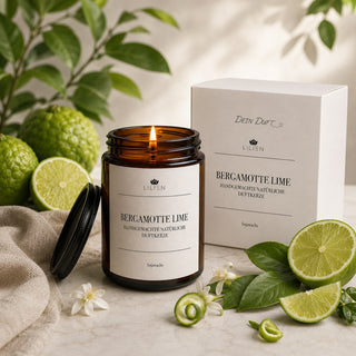 Duftkerze mit Duftnote Bergamotte Lime im Tiegel