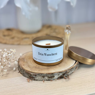 Duftkerze mit Wunschtext in Bronze-Dose