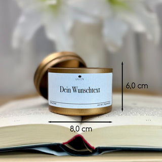 Duftkerze mit Wunschtext in Bronze-Dose
