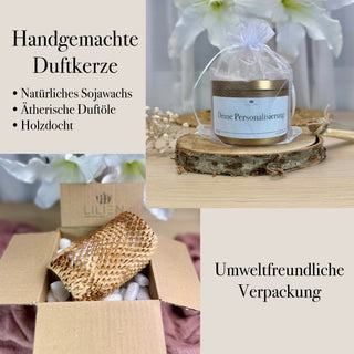 Duftkerze mit Wunschtext in Bronze-Dose