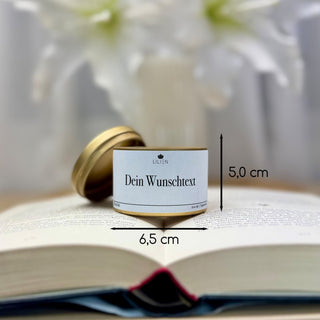 Duftkerze mit Wunschtext in Gold-Dose