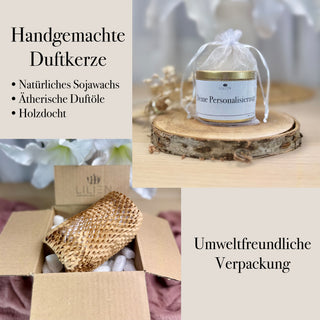 Duftkerze mit Wunschtext in Gold-Dose